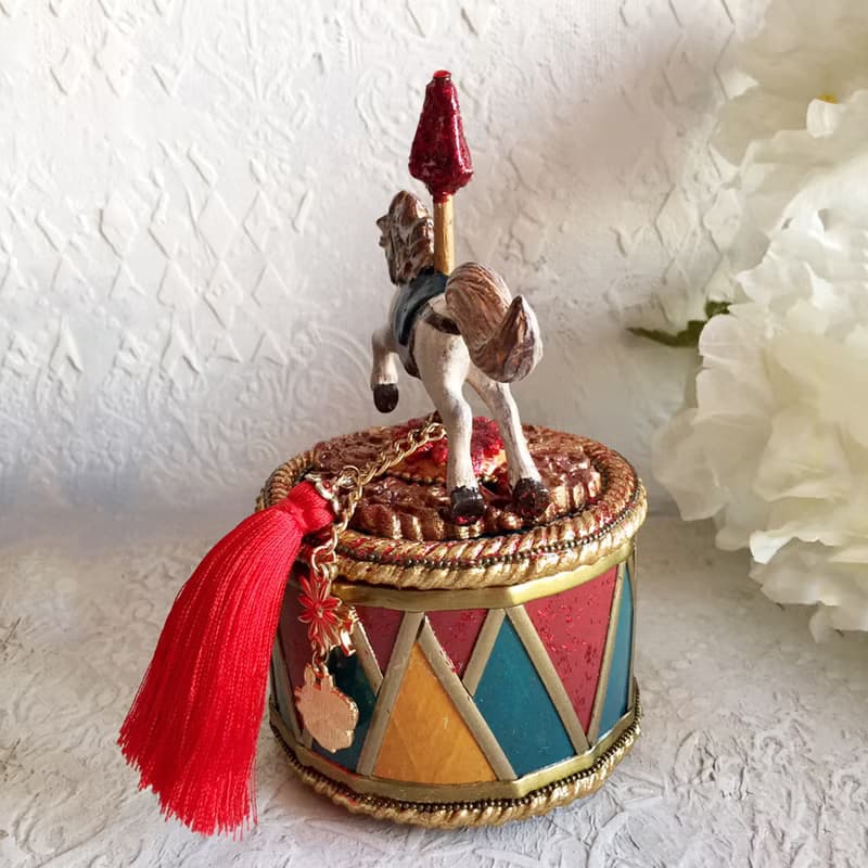 Blue jewelry box Carousel,Treasure box,Bright jewelry storage,Christmas Caskets