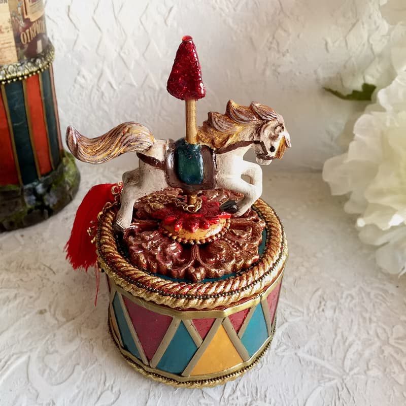 Blue jewelry box Carousel,Treasure box,Bright jewelry storage,Christmas Caskets