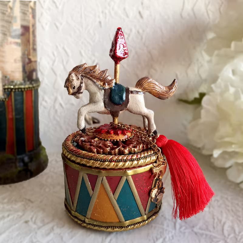 Blue jewelry box Carousel,Treasure box,Bright jewelry storage,Christmas Caskets