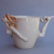 Lady Mug Nude Woman Figurine White Porcelain art mug Cup figurine Surprise mug