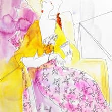 Linda Le Kinff - Chopin蕭邦 - Watercolor on print 簽名版畫