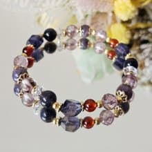 晶光之歌-高階黃銅款/切角堇青石/堇青/紫水晶/橙石榴/水晶手鍊
