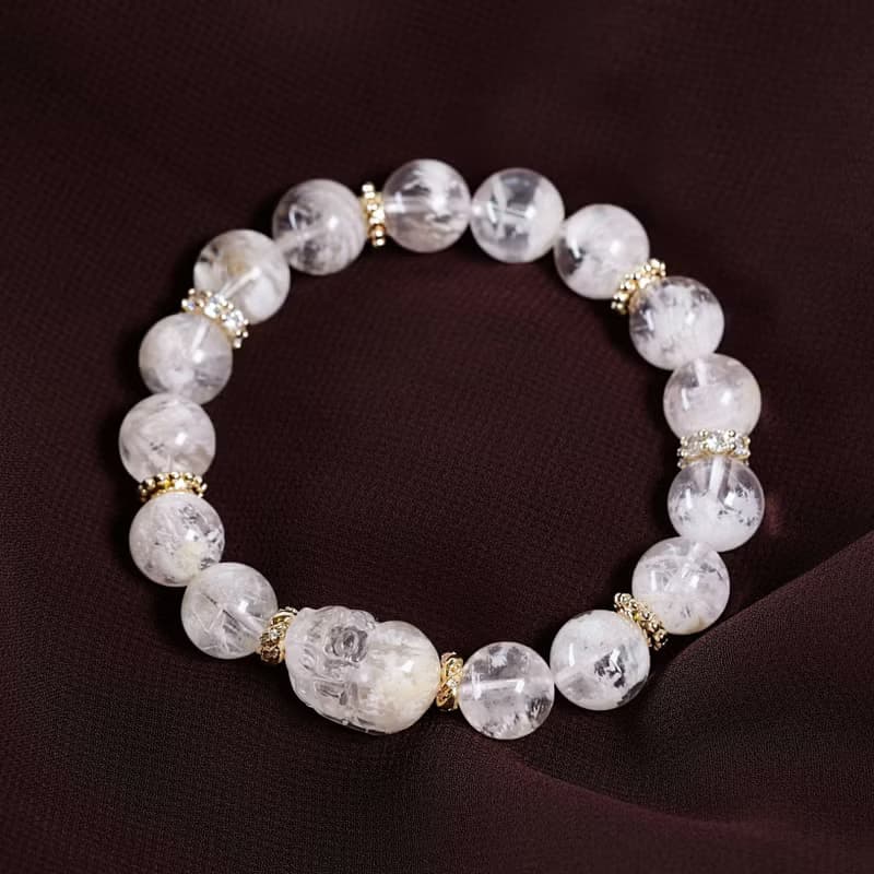 白幽靈 雪花幽靈 貔貅 手鍊 天然礦石水晶 一圖一物