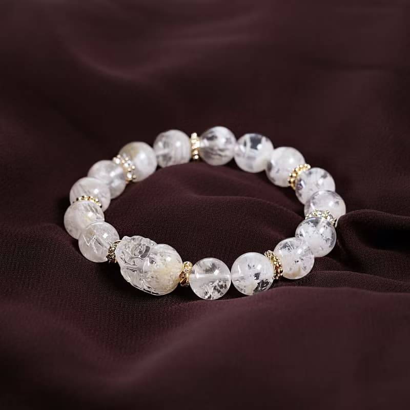 白幽靈 雪花幽靈 貔貅 手鍊 天然礦石水晶 一圖一物