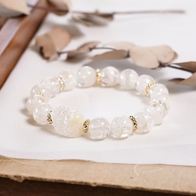 白幽靈 雪花幽靈 貔貅 手鍊 天然礦石水晶 一圖一物