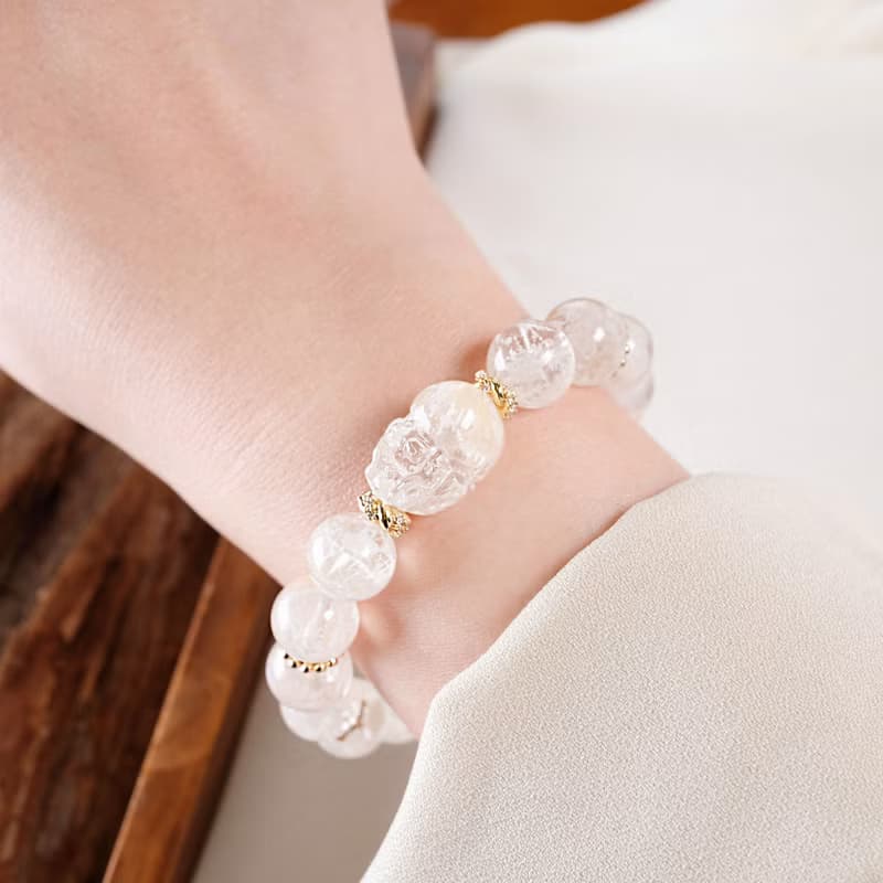 白幽靈 雪花幽靈 貔貅 手鍊 天然礦石水晶 一圖一物