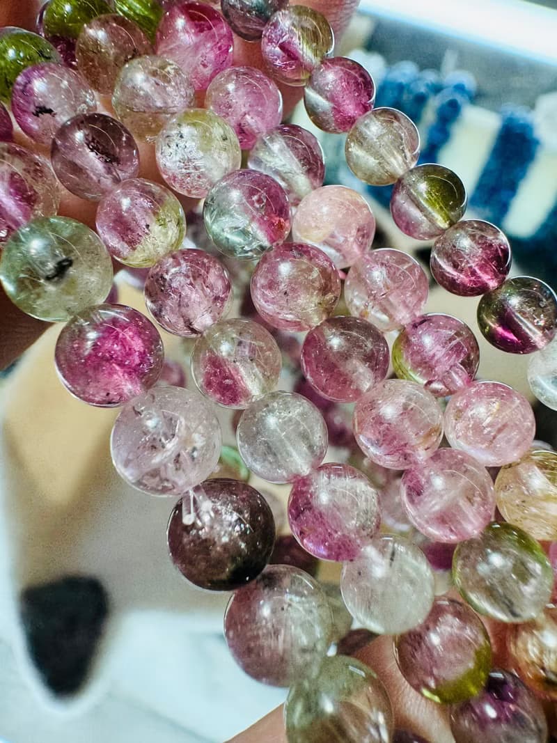小資本性價比天然西瓜碧璽水晶4.5-6mm高頻磁場旺夫石雙色碧璽