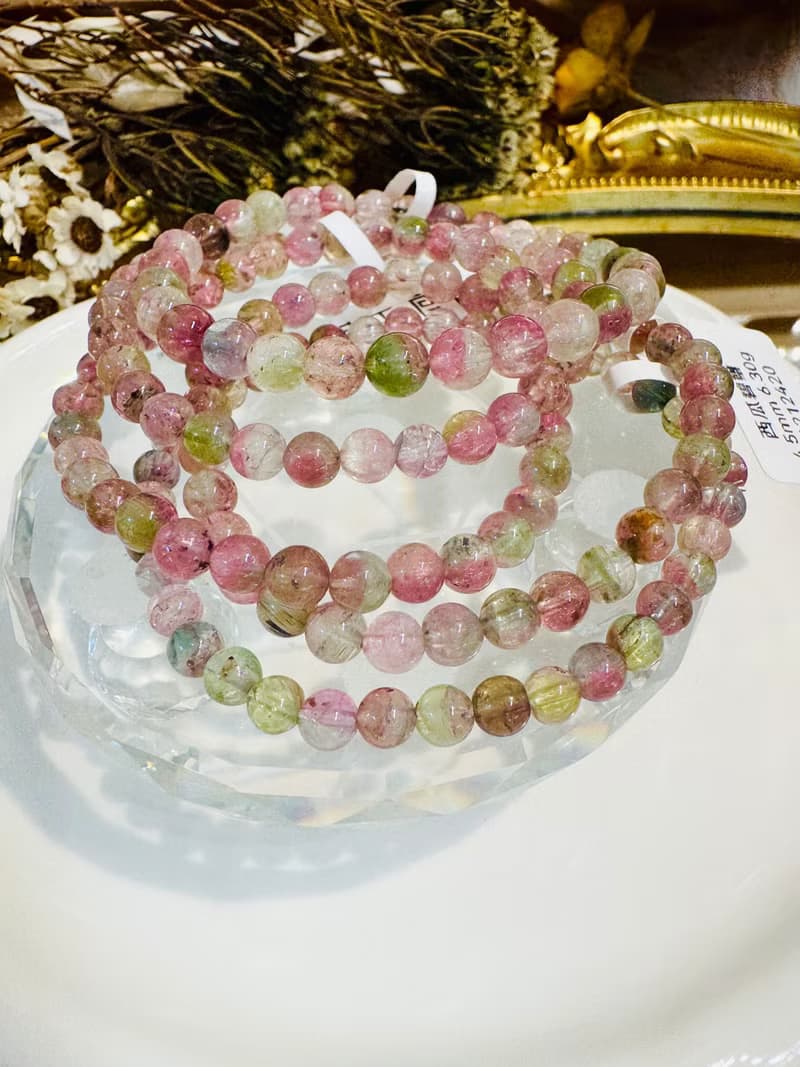 小資本性價比天然西瓜碧璽水晶4.5-6mm高頻磁場旺夫石雙色碧璽