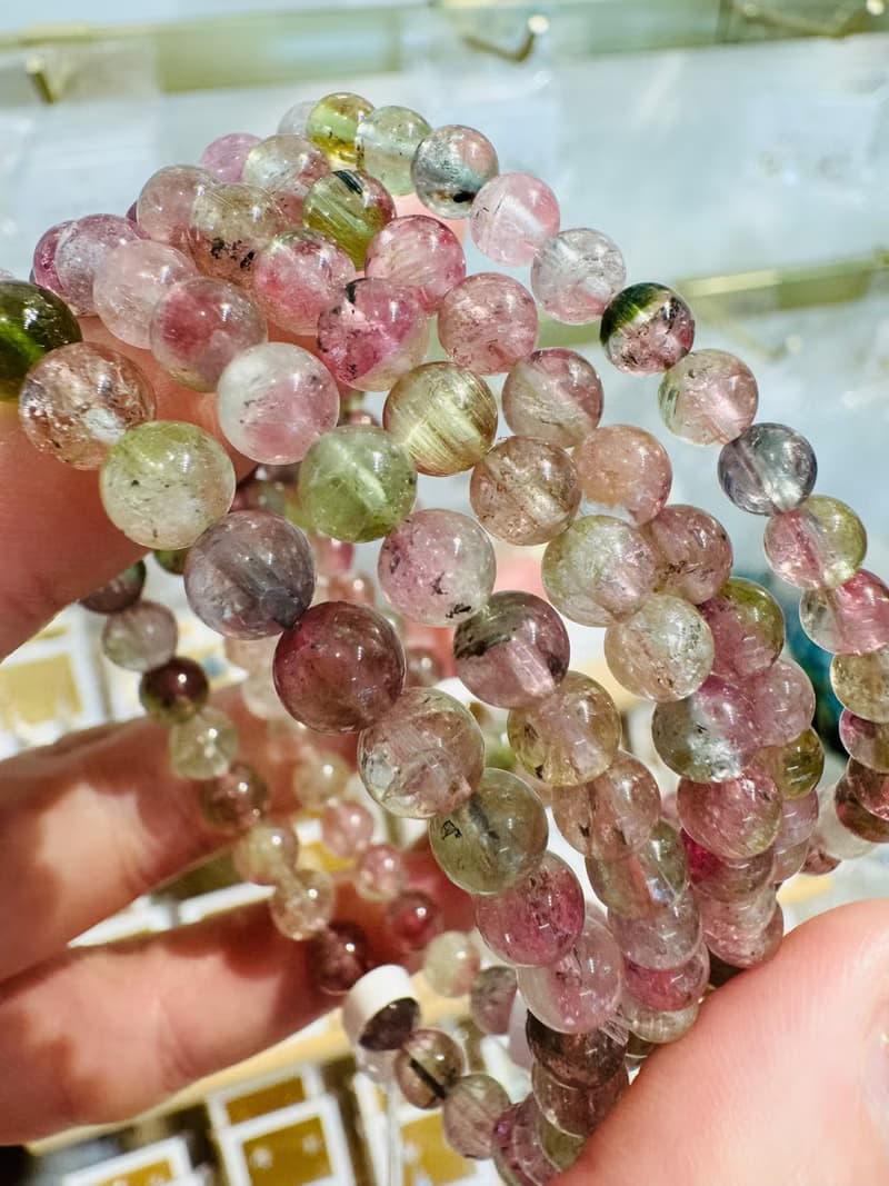 小資本性價比天然西瓜碧璽水晶4.5-6mm高頻磁場旺夫石雙色碧璽