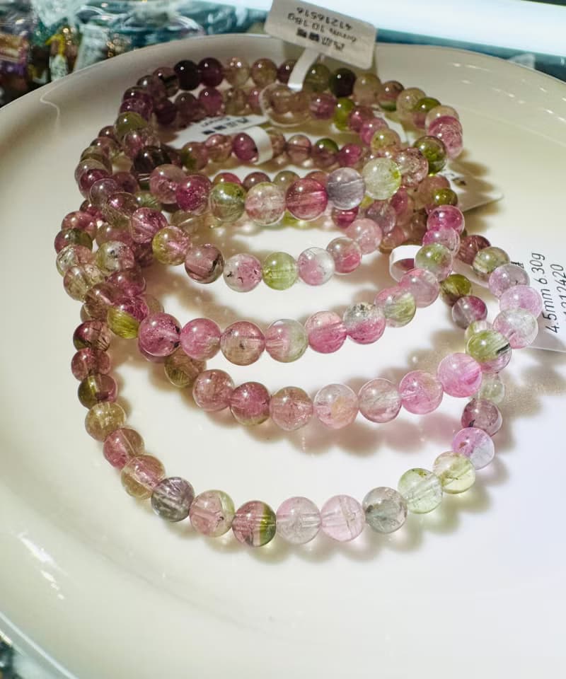 小資本性價比天然西瓜碧璽水晶4.5-6mm高頻磁場旺夫石雙色碧璽