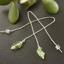 Mint Green Butterfly Swarovski Crystal Ear Threaders Long Chain Earrings Jewelry