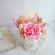 圓盆中小型不凋花盆花【春櫻漫飛】開幕/辦公擺飾/生日/畢業禮物