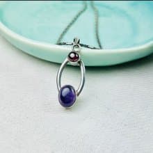 A Lu 紫水晶+紅石榴純銀墜鍊/純銀飾品 手工創作 附贈拭銀布