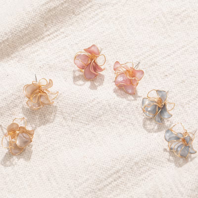 【曇花-天空藍】貼耳式耳環 | 水晶花飾品