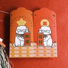 開運招財 招財貓長款燙金利是封