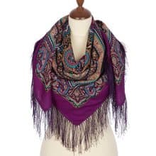 Original Pavlovo Posad Russian Shawl 100% Wool Woolen Scarf 110x110 cm 1625-15