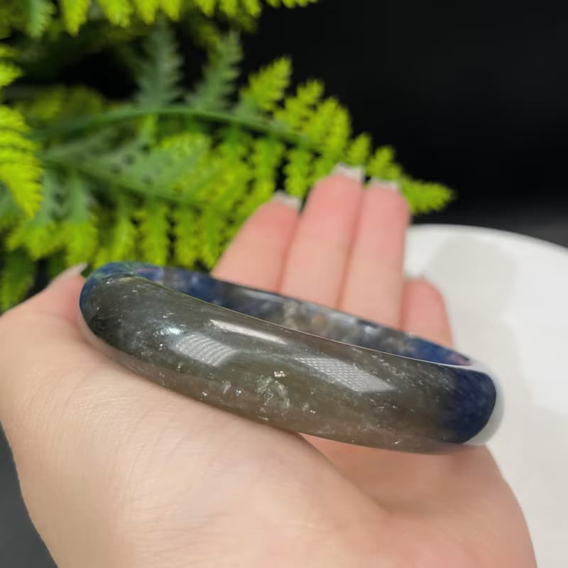 高品質 龍鱗雲母藍晶石手鐲 63+MM 冰透星光閃片 凈化負能量 平和