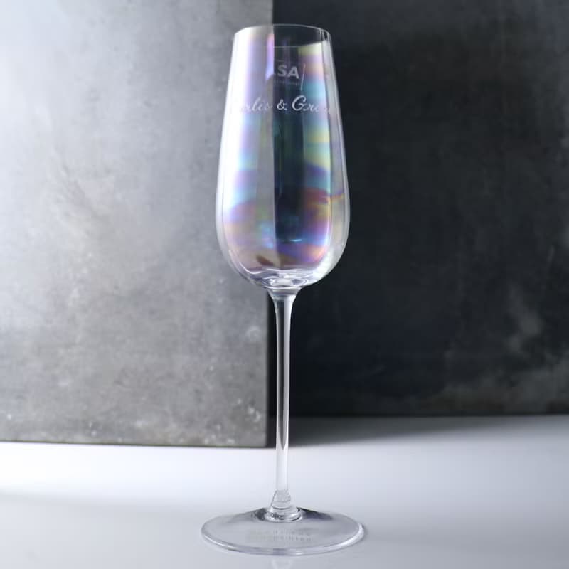 250cc【Rainbow】英國LSA Pearl彩虹刻字香檳杯 漸變手工杯