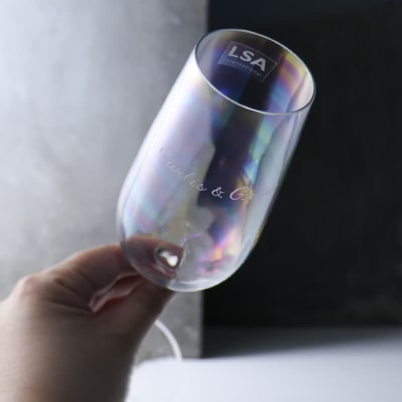 250cc【Rainbow】英國LSA Pearl彩虹刻字香檳杯 漸變手工杯