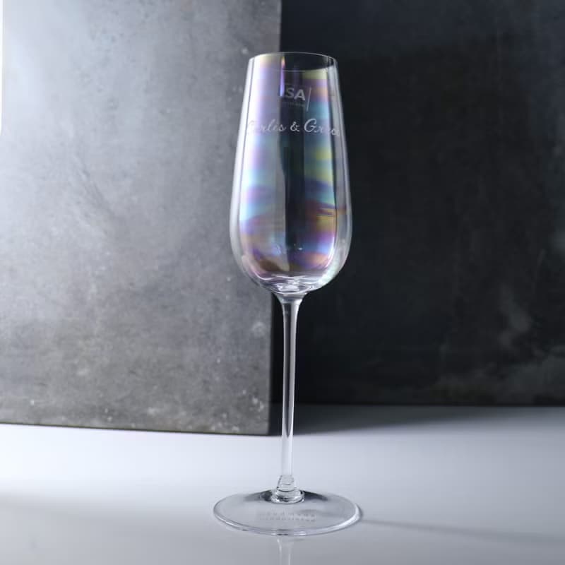 250cc【Rainbow】英國LSA Pearl彩虹刻字香檳杯 漸變手工杯