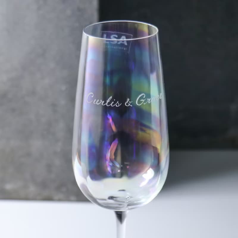 250cc【Rainbow】英國LSA Pearl彩虹刻字香檳杯 漸變手工杯