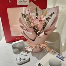 【遇見恆久】七夕限定 花開有聲乾燥花小花束耳機禮盒組