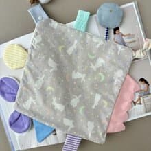 寶寶多功能安撫巾 兔兔月亮灰白色 口水巾 新生禮 奶嘴鏈