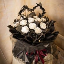 限台中自取/外送【天天想你】情人節 求婚花束 白玫瑰LED永生花