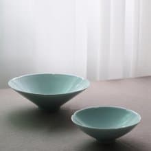 葵口碗碟套組 含18件 湖田影青釉 中式宋風 經典斗笠 輕薄款