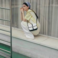 【春天來了】Hay Square 素皮革 環保帆布 兩用 斜背包 側背包 黑