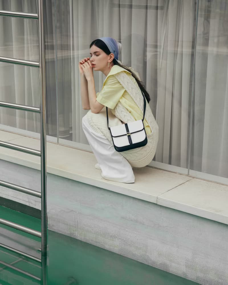 【春天來了】Hay Square 素皮革 環保帆布 兩用 斜背包 側背包 黑