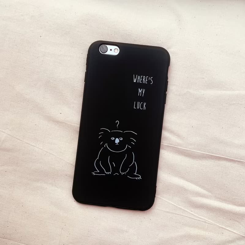等好運的無尾熊 - iPhone 手機殼 / 黑色全包霧面軟殼