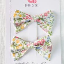 英國LIBERTY FABRICS蝴蝶結手工兒童波波髮夾(1組2入) - Lilibet