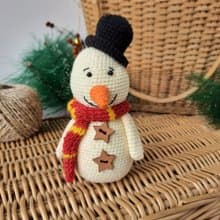 Cute Stuffed Snowman Handmade. Christmas Gift Winter Decor. Decor Snowman Plush