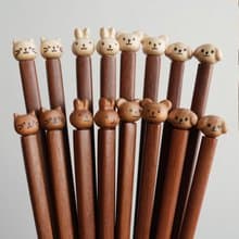 喵有型動物喵咪筷子家用一人一筷高顏值餐具成人兒童可愛木質筷子