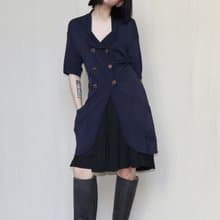 南瓜Vintage。FENDI 海軍藍 五分袖 雙排扣 外套