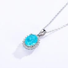 Paraiba Tourmaline Necklace, Paraiba Tourmaline Silver Necklace, Created Paraiba