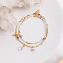 財運 x 橄欖石 摩根石 紫水晶 生日水晶【月季 • 幸福】雙層手鍊