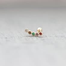 14K 彩色微笑鎖珠耳環(單個)耳骨 耳窩 不退色