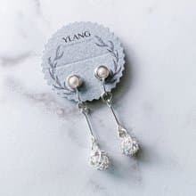 YLANG【星願】金屬線球水晶耳環Swarovski(耳夾/耳勾)