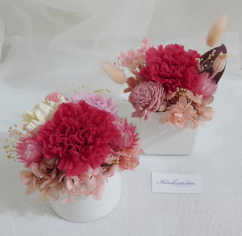 永生康乃馨盆花 結婚捧花永生乾燥花畢業花束康乃馨生日禮物七夕
