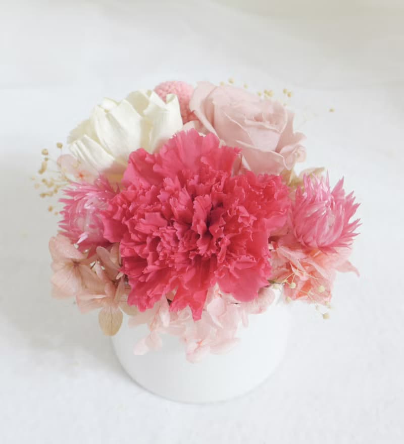 永生康乃馨盆花 結婚捧花永生乾燥花畢業花束康乃馨生日禮物七夕