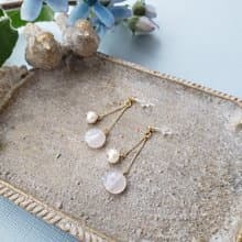 淡水パールとミルキーアゲートのピアス or イヤリング