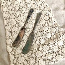 Vintage美國1944年製鍍銀奶油刀2件組