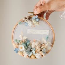 | 夏日限定 | - 手寫情詩 (小) - 乾燥花 刺繡框 掛飾 花圈 七夕