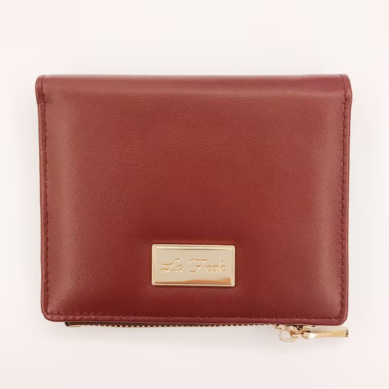 【La Fede】RFID防盜小牛皮扣式短夾