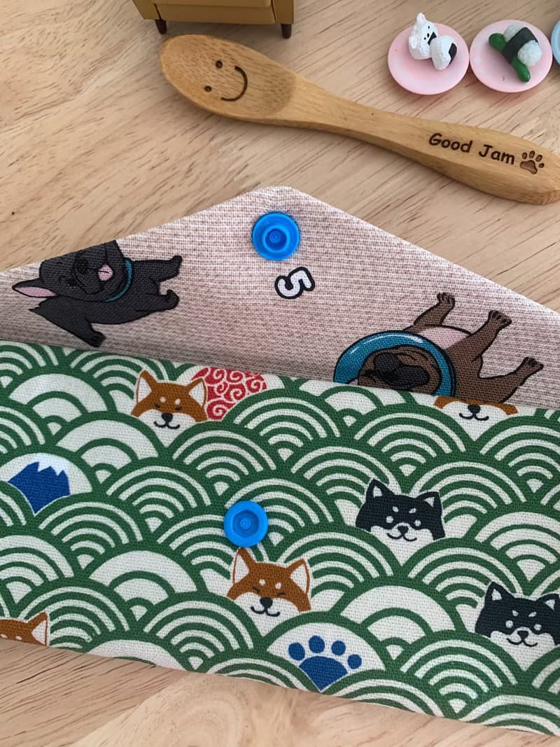 文青風環保純棉筷袋 柴犬的午后祭典 質感原胚 草地綠 日本 潮物