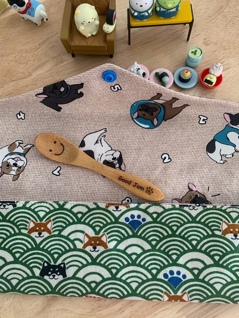 文青風環保純棉筷袋 柴犬的午后祭典 質感原胚 草地綠 日本 潮物