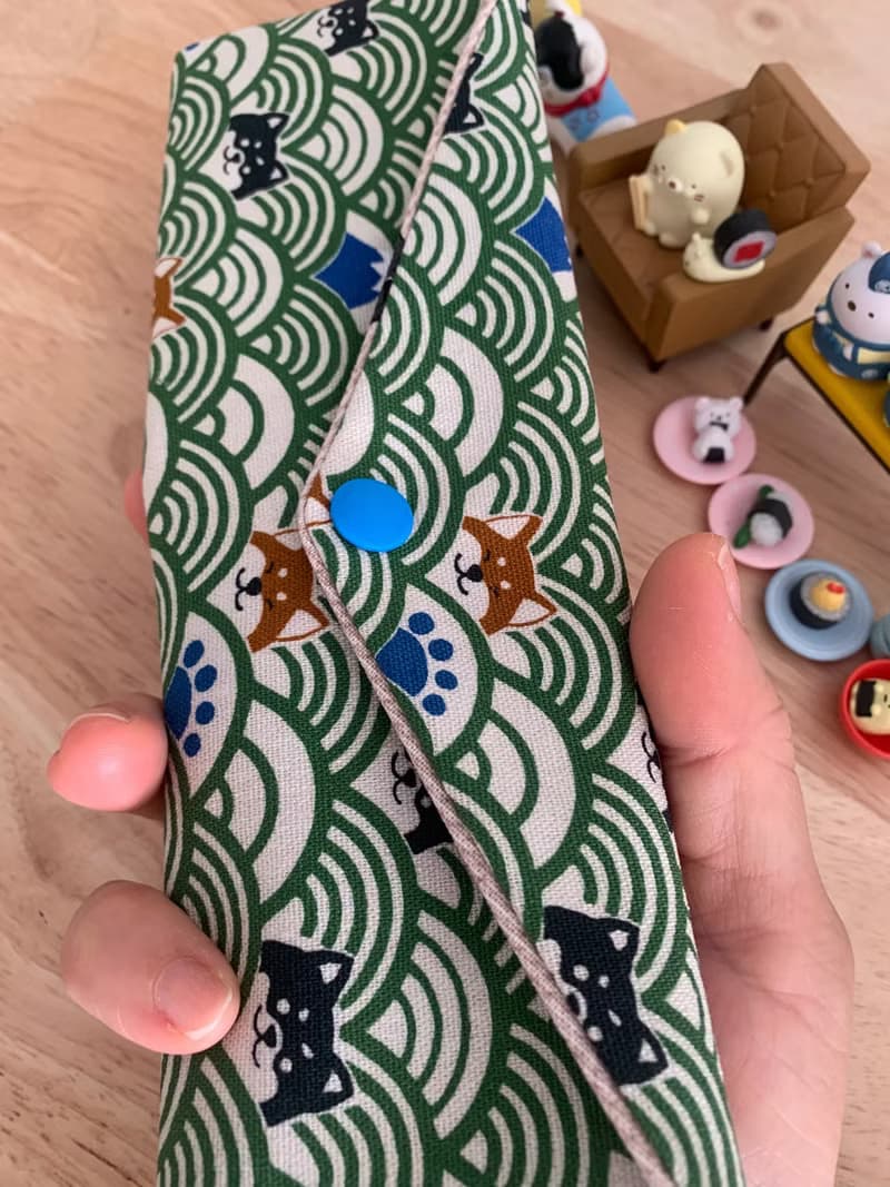 文青風環保純棉筷袋 柴犬的午后祭典 質感原胚 草地綠 日本 潮物