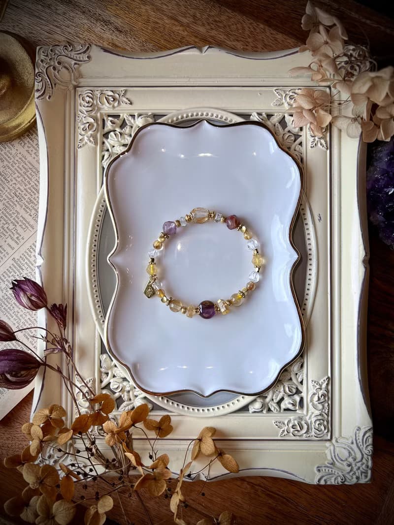 -法式浪漫-天然水晶手鏈/黃銅手鍊